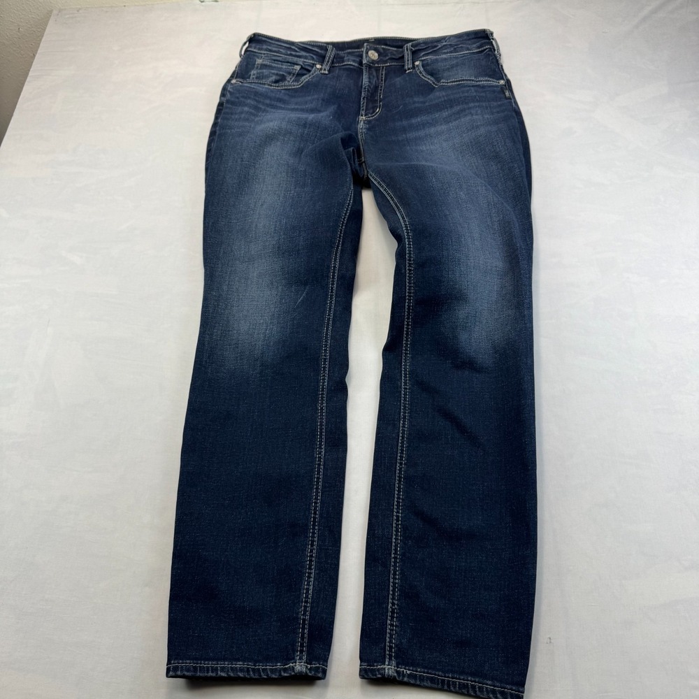 Silver Jeans Co. Boyfriend Jeans Women 32x29 Blue Denim Faded Whiskered 5-Pocket